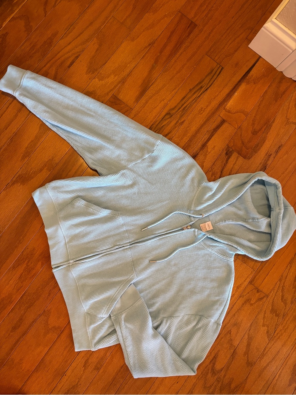 Auden Light Blue‎ Waffle-Knit Zip Hoodie large